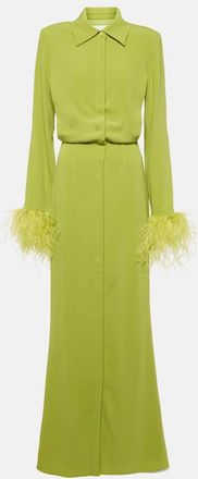 Roland Mouret Feather-trimmed crepe satin shirt dress