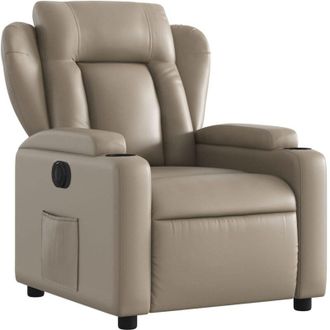 vidaXL Sill&oacute;n Reclinable El&eacute;ctrico De Cuero Sint&eacute;tico Color Capuchino Vidaxl