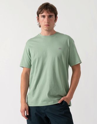 GANT Mens GANT Mens Regular Fit Short Sleeve Shield Logo T-Shirt - 308 Surplus Mint - Green - Size: 40