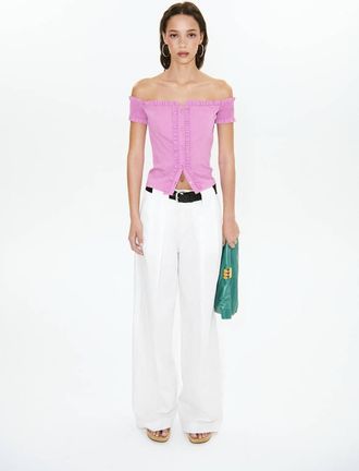 Mango Top dettaglio volant rosa pastello - Donna - S - MANGO