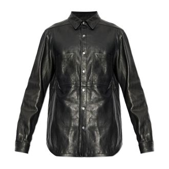 Rick Owens Lederen Overshirt - Heren - Leren en Su&egrave;de Jassen - Zwart - L - Leer - Jassen