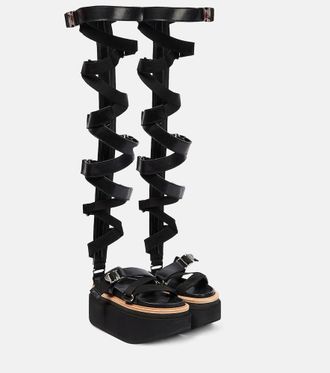 sacai Sandali stringati in pelle
