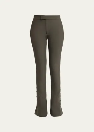 Proenza Schouler Althea Bi-Stretch Double Wool Buttoned Flare Pants
