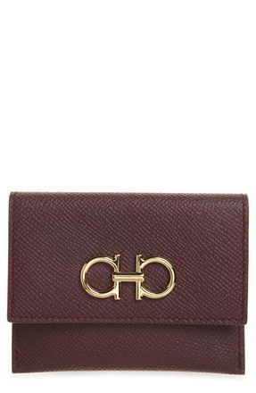 Ferragamo Double Gancio Leather Bifold Wallet in Plum at Nordstrom