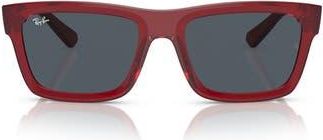 Ray-Ban Warren 57mm Rectangular Sunglasses in Transparent Red at Nordstrom Rack