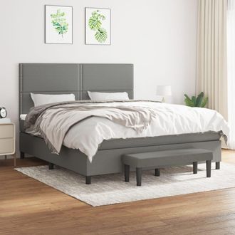 vidaXL Vidaxl - Cama Box Spring Con Colch&oacute;n Tela Gris Oscuro 180x200 Cm