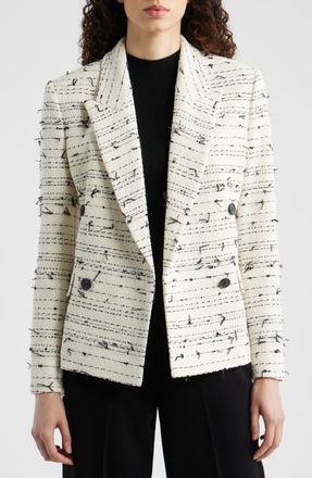 BOSS Jaleto Tweed Jacket in White Multi at Nordstrom, Size 14
