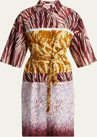 Dries Van Noten Doralia Printed Tie-Belt Shirtdress