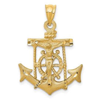Diamond2Deal 14k Yellow Gold Mariners Cross Pendant