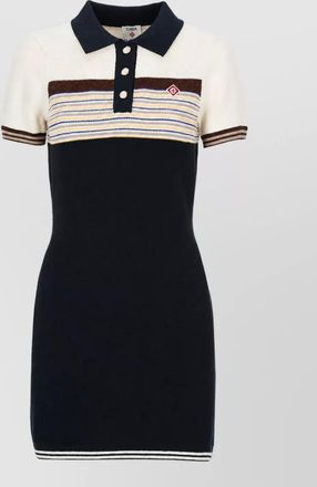 Casablanca striped cotton wool-blend short-sleeve mini dress