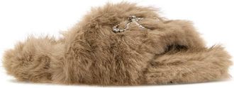Balenciaga Womens Furry Slide Beige Polyester