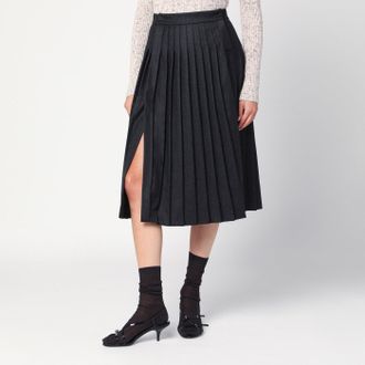 Prada Grey pleated wool skirt