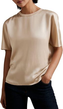 Reiss Lena Dolman Sleeve Silk Top in Champagne Neutral at Nordstrom, Size 14 Us