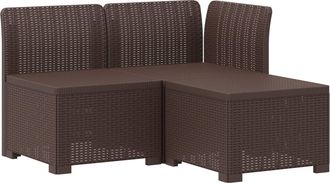 vidaXL Sof&aacute; De Jard&iacute;n De 3 Plazas Look Ratan Pp Marr&oacute;n Vidaxl