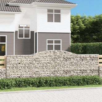 Berkfield Home Arched Gabion Baskets 5 pcs 400x50x120/140 cm Galvanised Iron in Silver