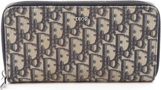 Dior Beige Navy Canvas Long Wallet (Bi-Fold) (Pre-Owned)
