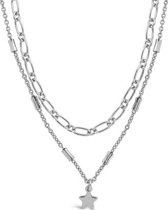 Sterling Forever Linked Star Charm Layered Choker Necklace in Silver at Nordstrom Rack