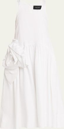 Simone Rocha Pressed Rosette Cotton Sleeveless Midi Dress