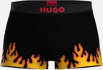 HUGO BOSS Mens Individual Flames Boxer Trunk, Black - Size: 32/30/31