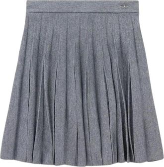 Balenciaga Geplooide Rok - Dames - Korte rokken - Grijs - S - Wol - Rokken