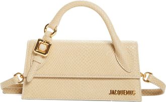 Jacquemus The Long Chiquito Embossed Leather Top Handle Bag in Light Beige 130 at Nordstrom