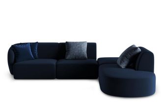 BLOOMINGLOFT 5-Sitzer Design-Ecksofa Chiara Samt ohne R&uuml;ckenlehne - Rechts
