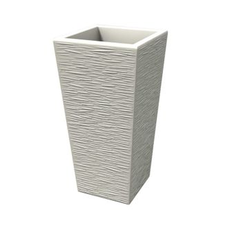 KLORIS Kloris - Maceta Moderna De Resina Rectangular Mod. Egizio Rustico H 90 Blanco