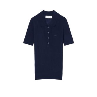 Lacoste Ribbed Knit Polo Shirt with Classic Collar
