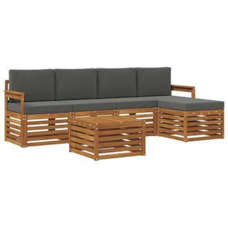 vidaXL Conjunto De Sof&aacute;s De Exterior 6 Pcs Natural Y Antracita Vidaxl