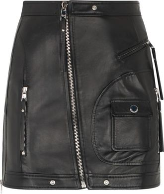 Red Valentino Leren Mini Rok - Dames - Leren & Su&egrave;de rokken - Zwart - 2XS - Leer - Rokken