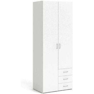 Dmora Armadio Multiuso 2 Ante Apollina, Appendiabiti, 4 Ripiani, 49.5x200.4h cm Bianco