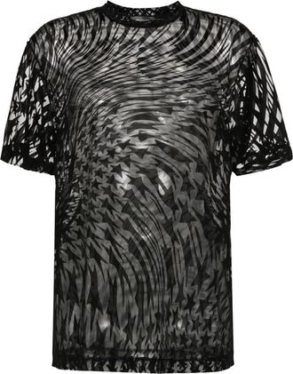 MUGLER flocked-print T-shirt - women - Viscose/Polyamide - S - Black