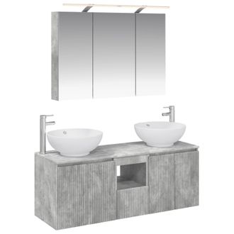 vidaXL Juego De Muebles De Ba&ntilde;o 4 Pcs Gris Hormig&oacute;n Vidaxl