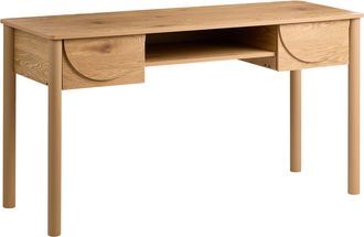 Beliani Escritorio De Oficina Estilo Escandinavo Con Cajones Y Estante Abierto De Mdf 140 X 50 Cm Marr&oacute;n Claro Sendra