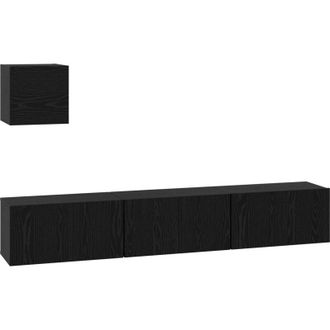 vidaXL Vidaxl - Conjunto De Mueble De Tv 4 Pcs Roble Negro 60 X 30 X 30 Cm