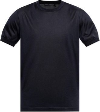 Dolce & Gabbana Zijden T-shirt - Heren - T-shirts - Blauw - L - Tops