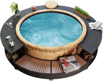 vidaXL Vidaxl - Bordo per Vasca da Spa in Polyrattan Nero