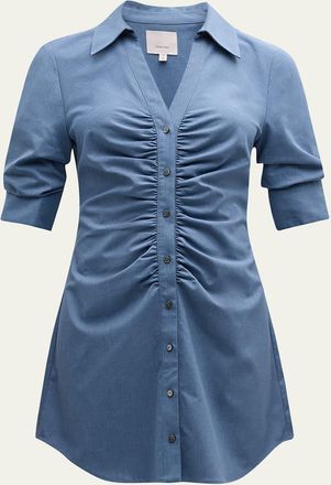 Cinq à Sept Elina Ruched Short-Sleeve Mini Dress