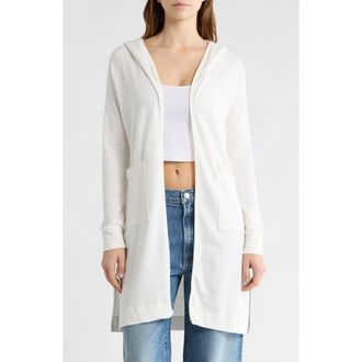 Go Couture Hooded Sweater Cardigan in White at Nordstrom Rack, Size X-Large