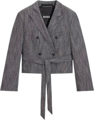 HUGO BOSS Dames, Jassen, Grijs, Maat: 3XL Linnen