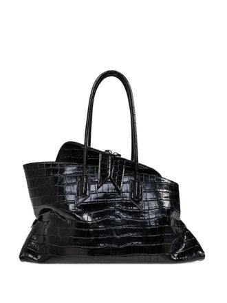 The Attico crocodile-effect tote bag - Black
