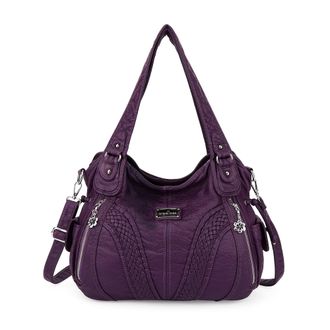Angel Kiss Purses and Handbags Women Fashion Tote Bag Shoulder Bags Top Handle Satchel Purses Washed Synthetic Leather Handbag, 1-d.purple, 13.8 * 4.7 * 11.8 inc