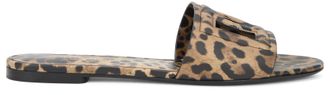 Dolce & Gabbana Womens Slide Sandals Calfskin Brown