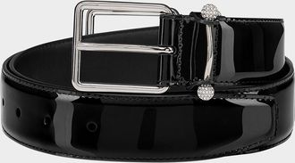 Christian Louboutin Men & apos;s Chambeliss Night Strass Patent Leather Belt