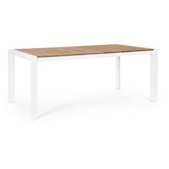 BIZZOTTO Bizzotto - Tavolo Cameron con struttura in alluminio, piano in teak -Bianco