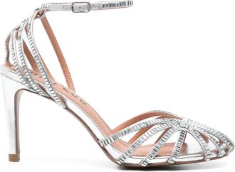 Bibi Lou 85mm Serabi pumps - women - Calf Leather/Rubber/Crystal/Fabric - 36 - Silver