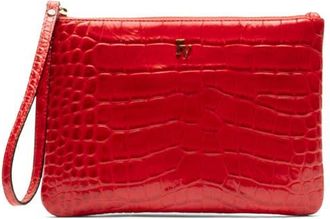 Frances Valentine Croc Embossed Leather Wristlet in Red at Nordstrom