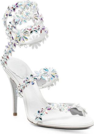 Rene Caovilla Schoenen, Dames, Wit, 38 1/2 EU, Leer, Chandelier Sandalen