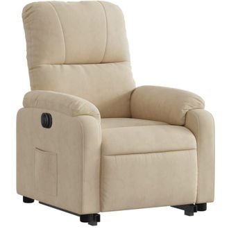 vidaXL Sill&oacute;n El&eacute;ctrico Reclinable Elevable Tela Microfibra Crema Vidaxl