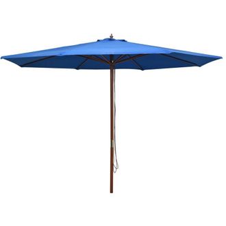 vidaXL Sombrilla De Jard&iacute;n Con Palo De Madera Azul 350 Cm Vidaxl